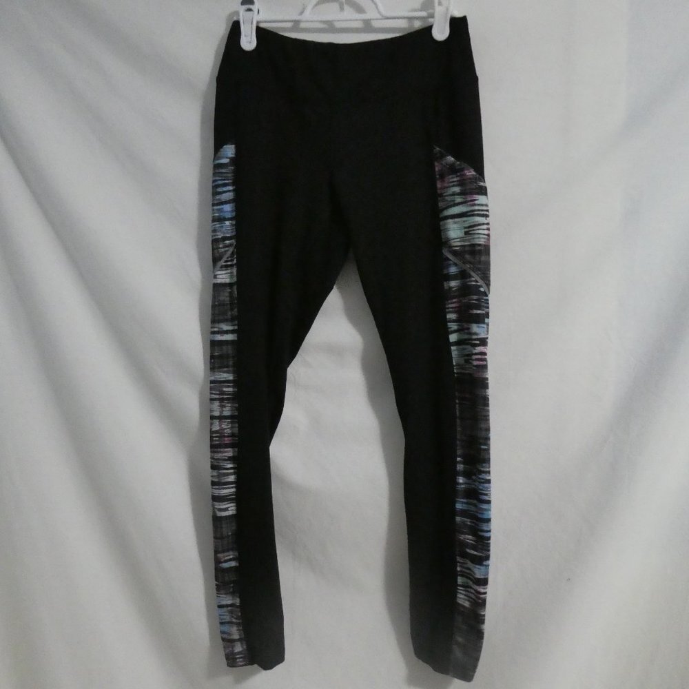 Black leggings, size small, side design, GUC